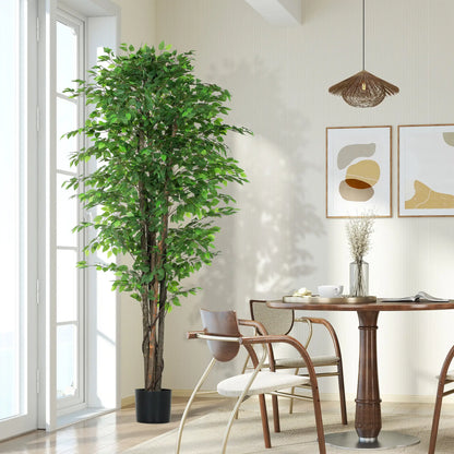 8ft Tall Artificial Silk Ficus Tree, 2520 Leaves in Pot, Home Office Decor Artificial Trees at Gallery Canada