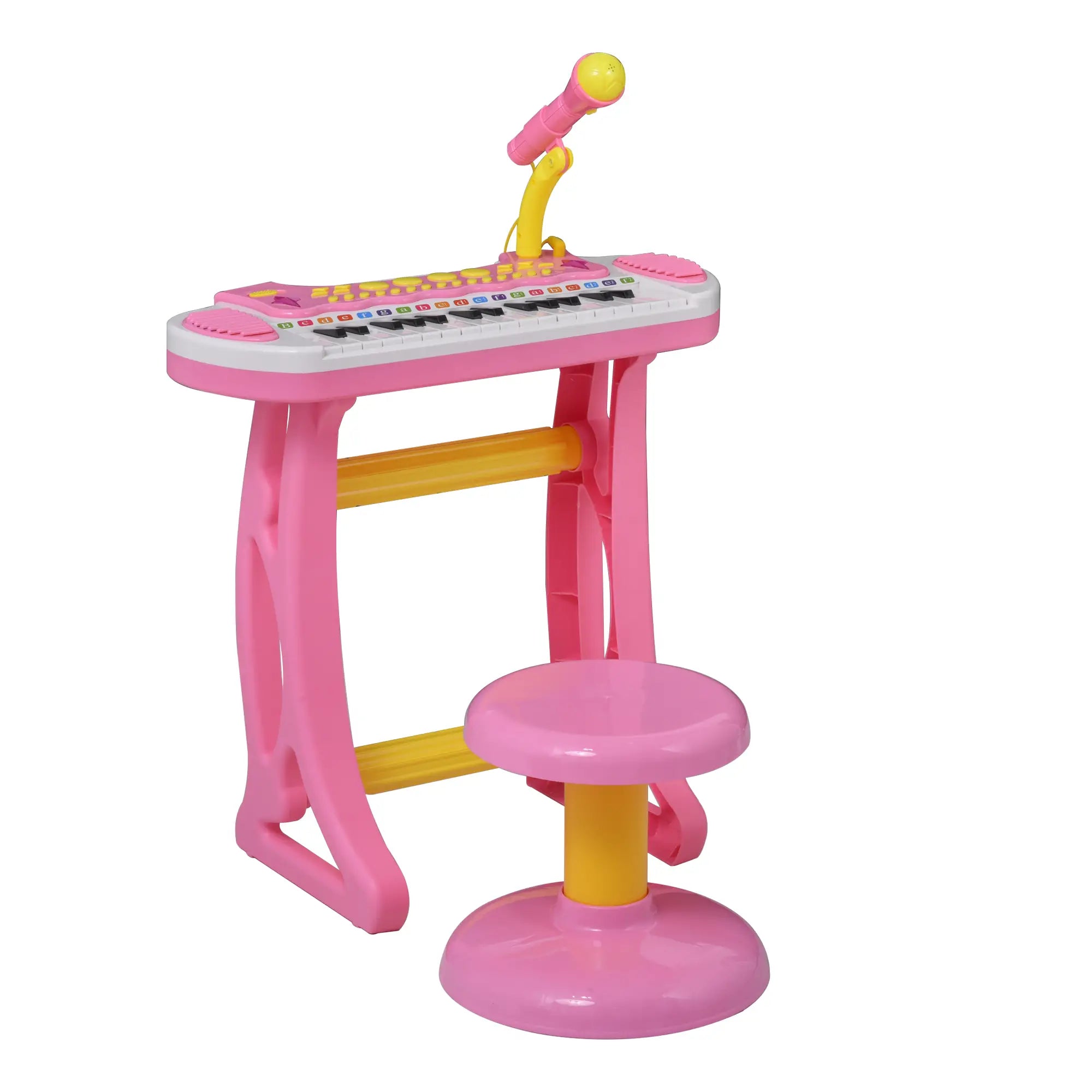 Kids Toy Piano Keyboard, Sitting Stool, Microphone, Flashlight, Pink Electronic Musical Pianos at Gallery Canada