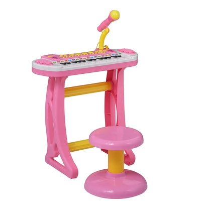 Kids Toy Piano Keyboard, Sitting Stool, Microphone, Flashlight, Pink Electronic Musical Pianos at Gallery Canada