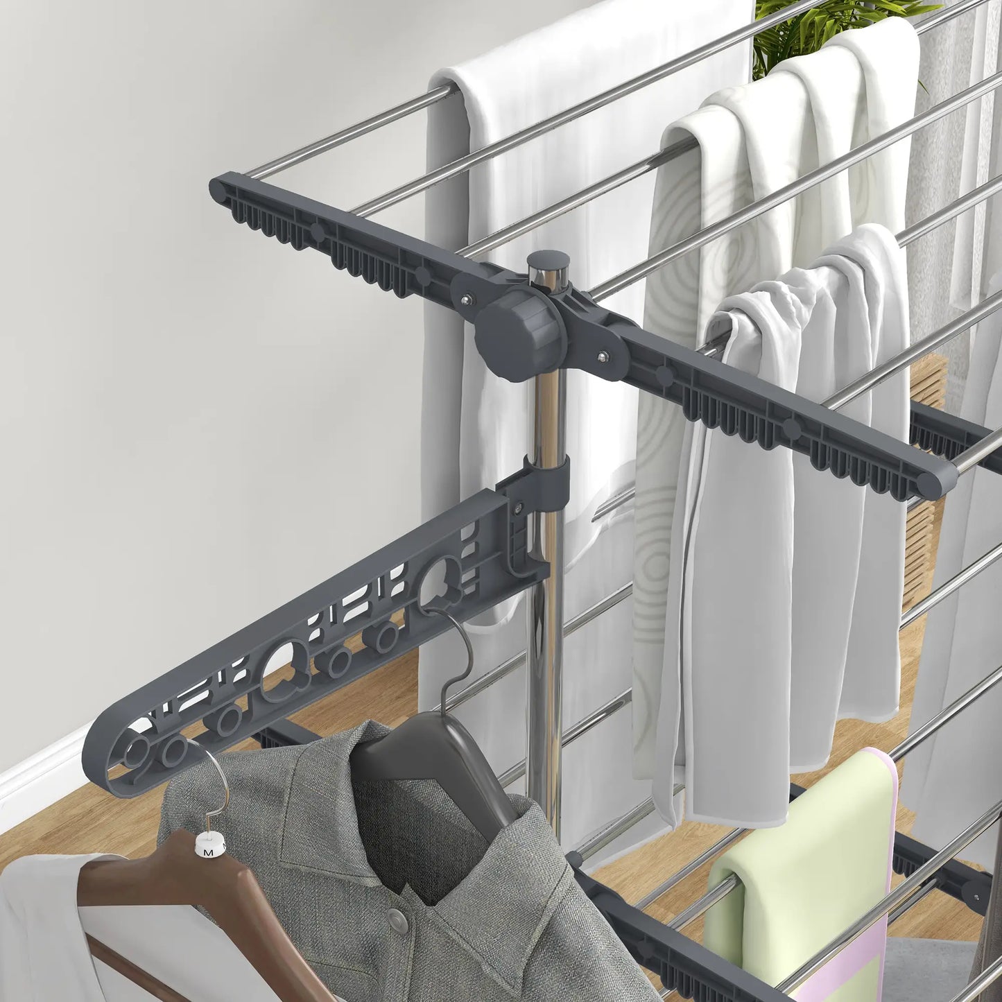 3-Tier Foldable Clothes Drying Rack, Stainless Steel, 6 Castors, Grey Bath Accessories at Gallery Canada