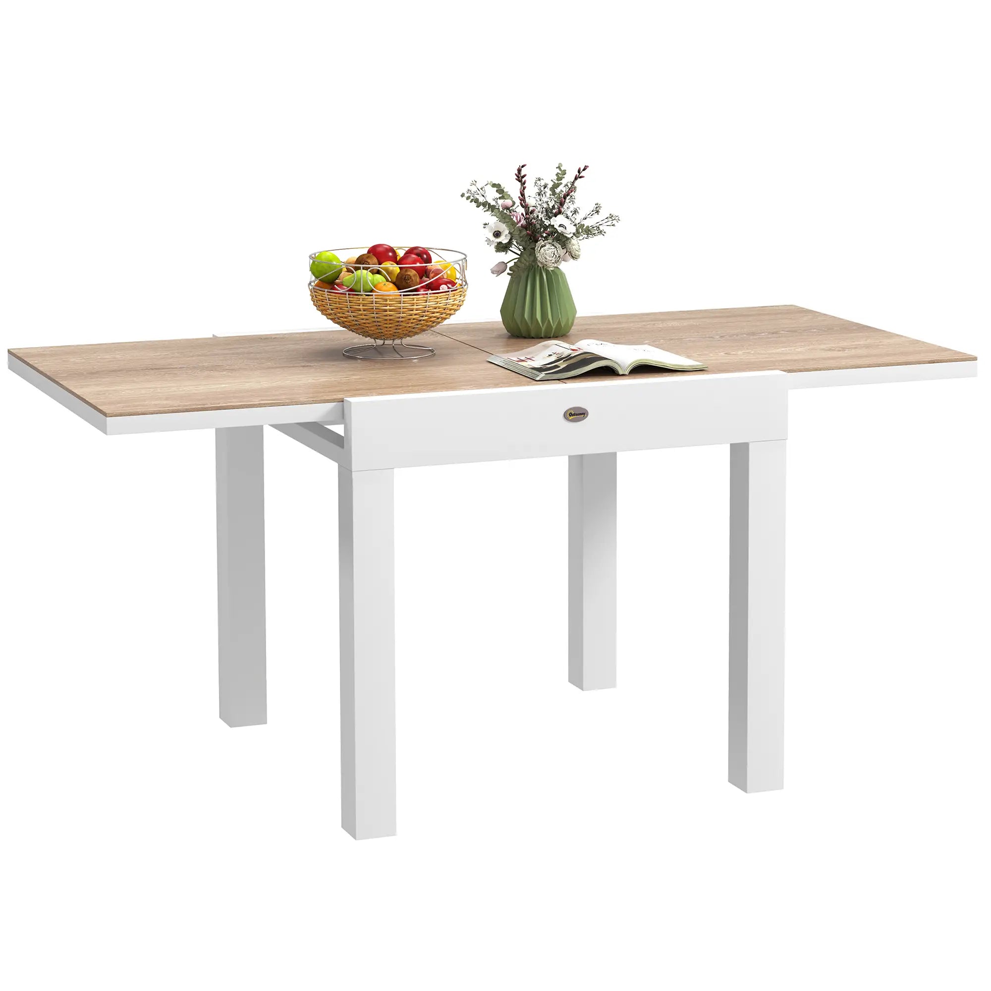 Extendable Patio Dining Table, Aluminum Frame, Faux Wood Top, Natural Wood Patio Dining Tables at Gallery Canada