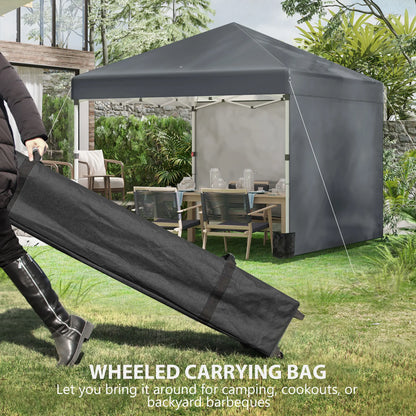 10' x 10' Pop Up Canopy, Sidewalls, Roller Bag, Adjustable, Dark Grey Pop Up Canopies at Gallery Canada
