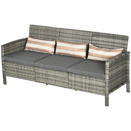 3-Seater Wicker Sofa, PE Rattan Outdoor Couch, Removable Cushions, Grey Patio Furniture Sets Grey Rattan, Grey Cushion at Gallery Canada