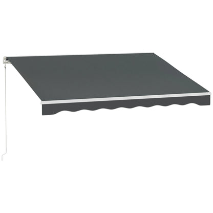10' x 8' Retractable Electric Awning, Manual Crank, Aluminum Frame, Grey Deck Awnings Grey at Gallery Canada