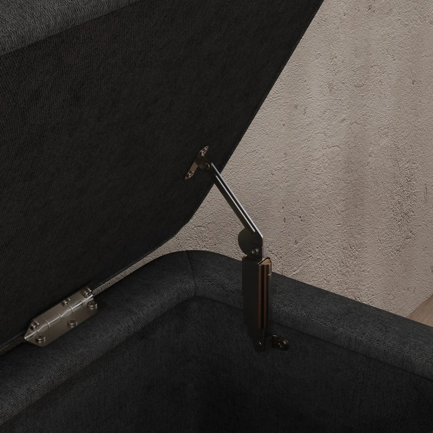 40" Ottoman with Storage, Linen Upholstered Bench, Dark Grey