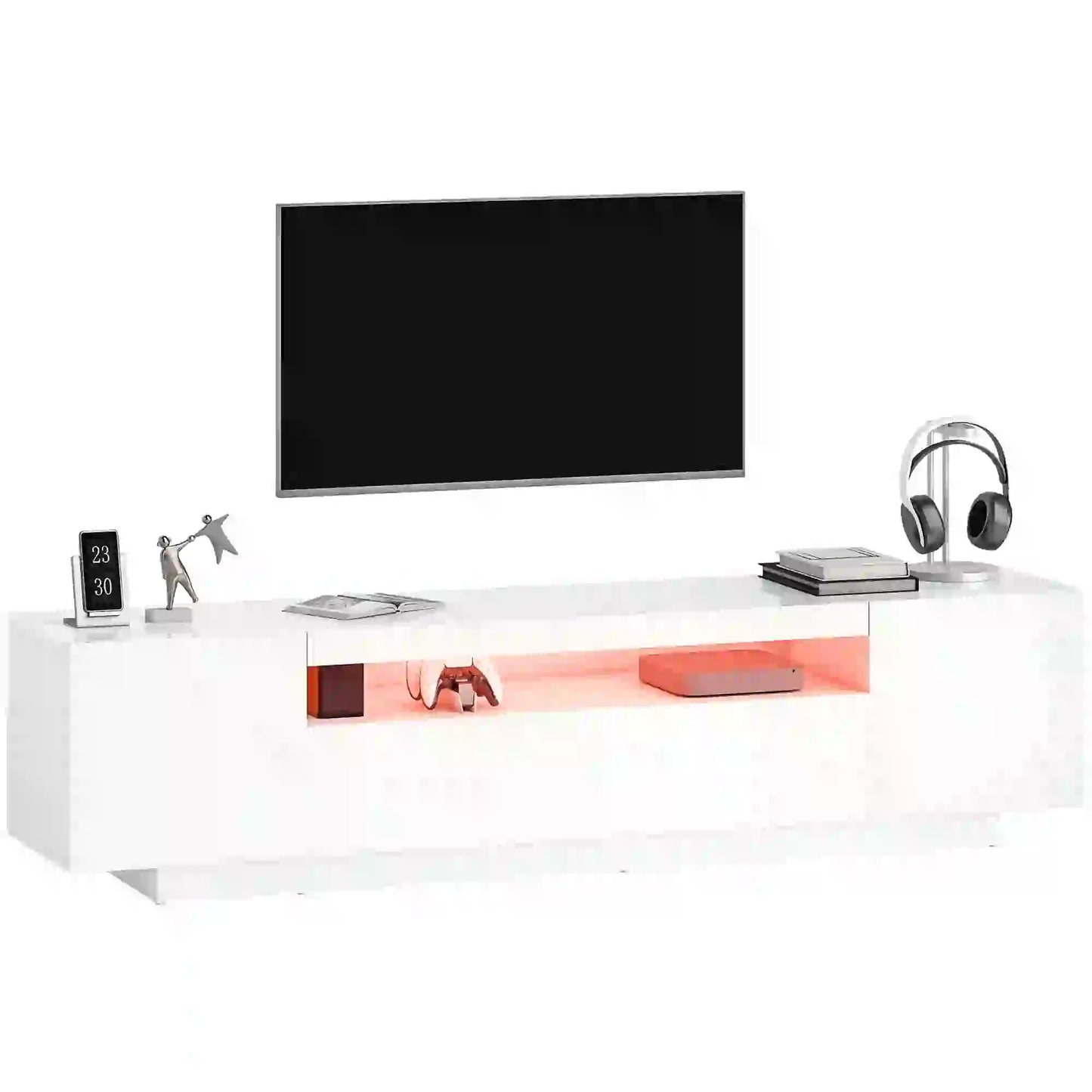 TV Stand for 65-85 Inch TV, RGB LED Lights, White TV Stands at Gallery Canada