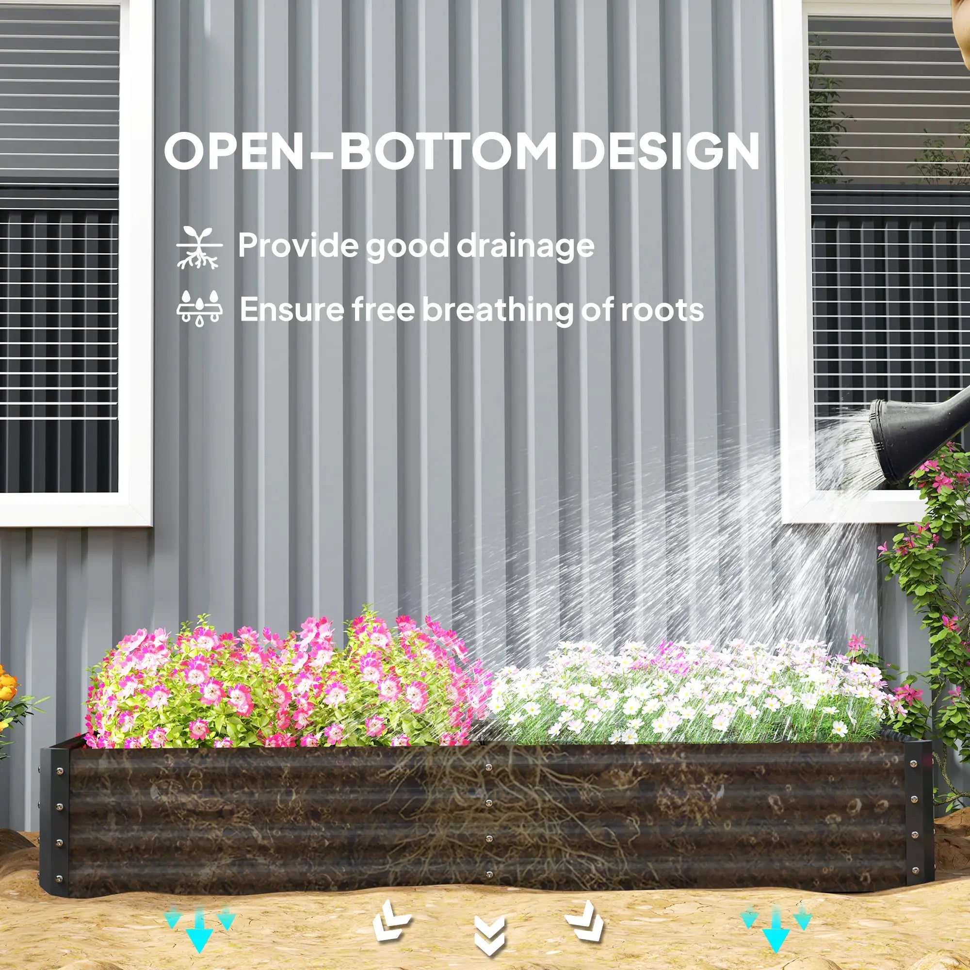 6X3X1Ft Galvanized Raised Garden Bed, Reinforced Planter Box, Dark Grey Galvanized Planter Boxes at Gallery Canada