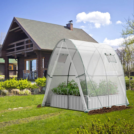 6 x 6 x 6.6 FT Outdoor Wall-in Tunnel Greenhouse, White - Gallery Canada
