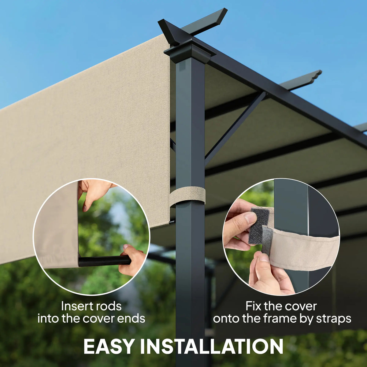 UV Protection Pergola Replacement Canopy, 10' x 11.8', Khaki Gazebo Canopy Replacement at Gallery Canada