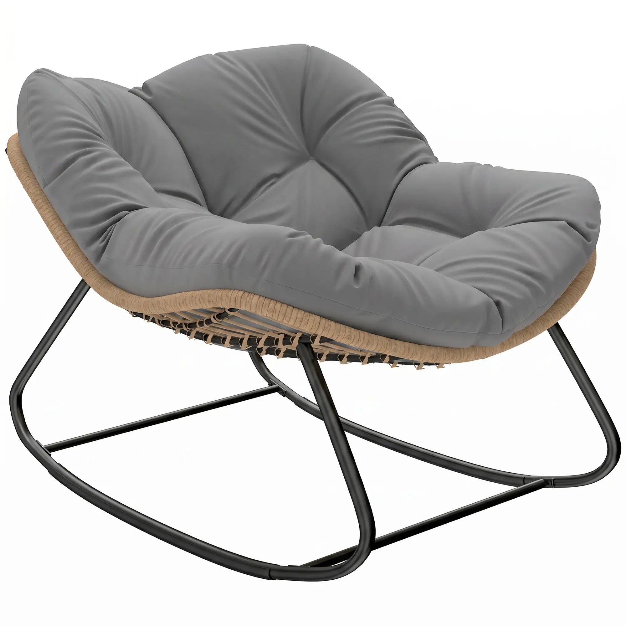 Papasan Rocking Chair, Oversized With Cushion, Grey Outdoor Rocking Chairs at Gallery Canada