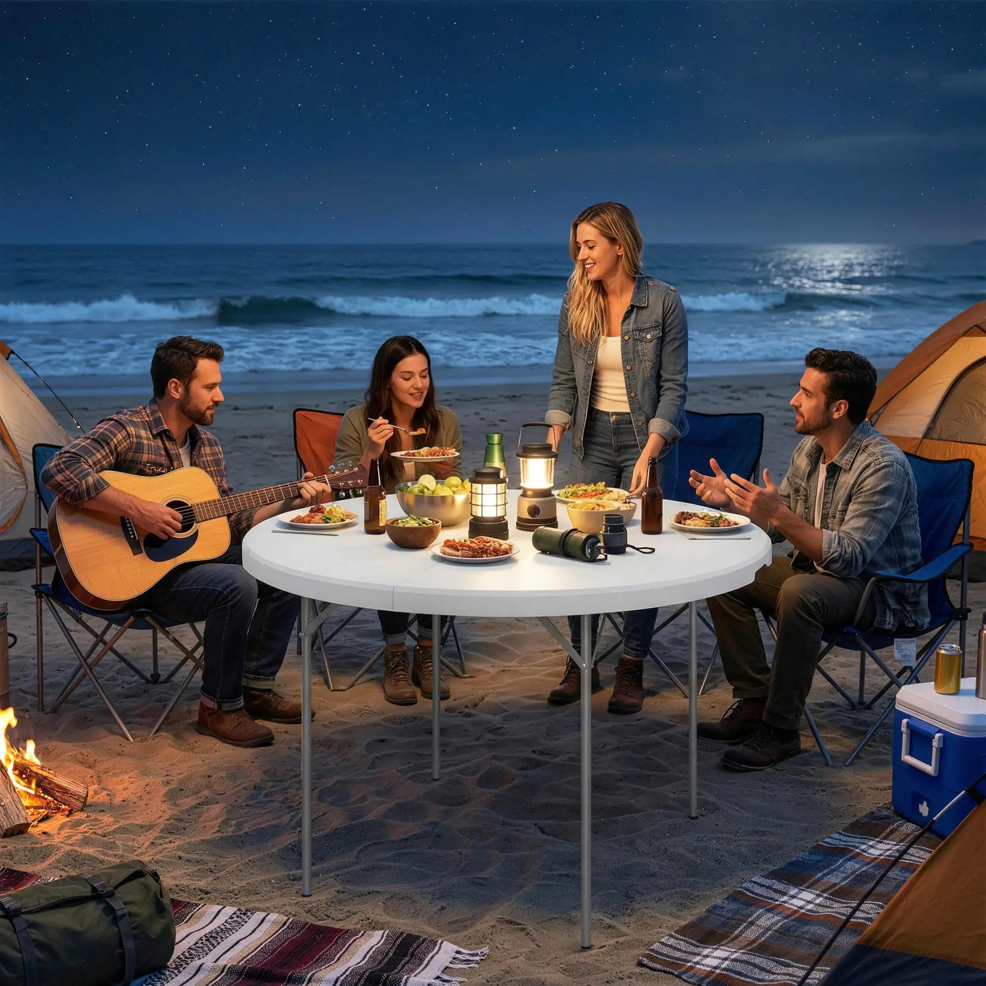 4ft Plastic Folding Picnic Table, Indoor Outdoor, White Picnic Tables & Camping Chairs at Gallery Canada