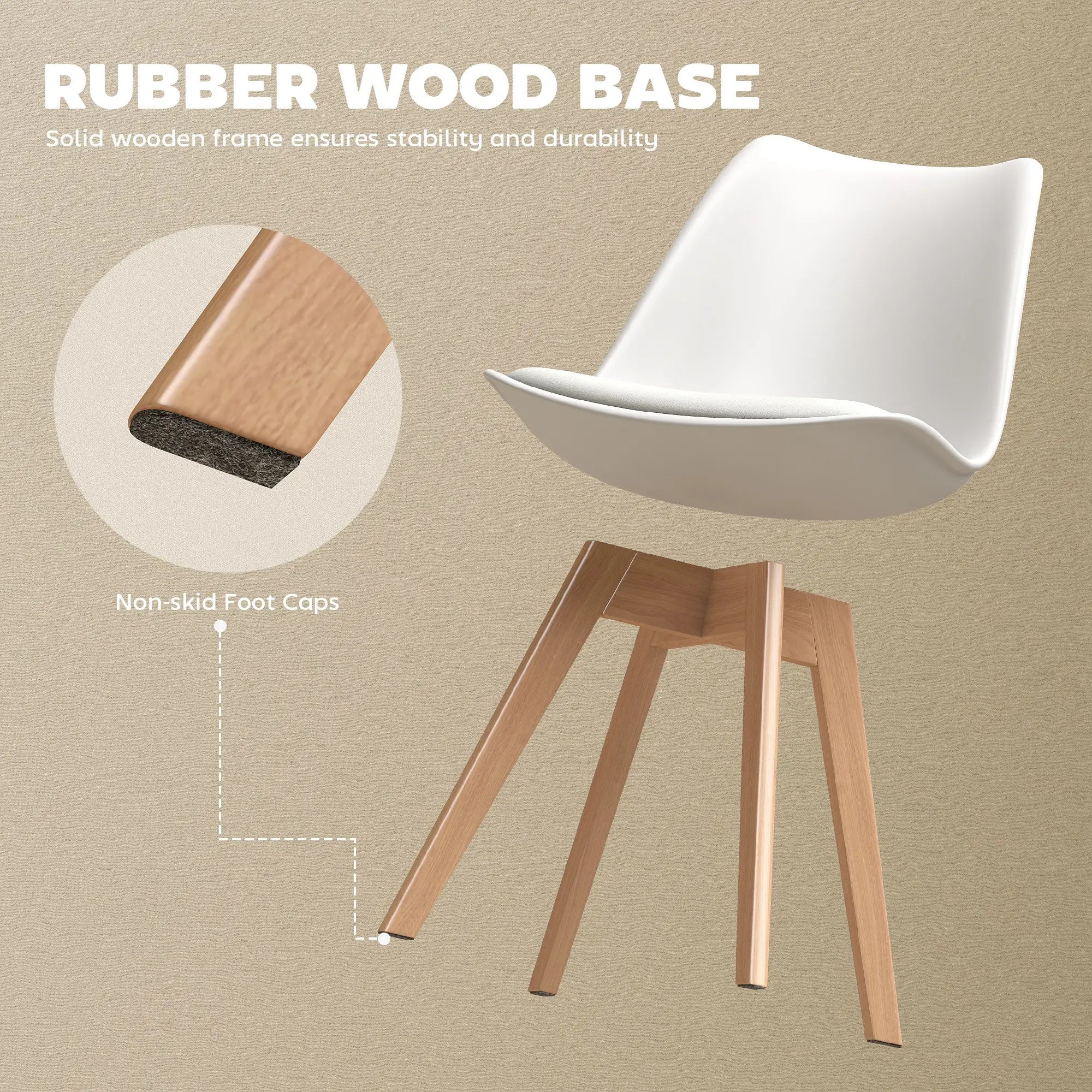 Rubber Wood Dining Table Chairs Set, 6 Chairs, PU Leather Cushion Dining Chairs at Gallery Canada