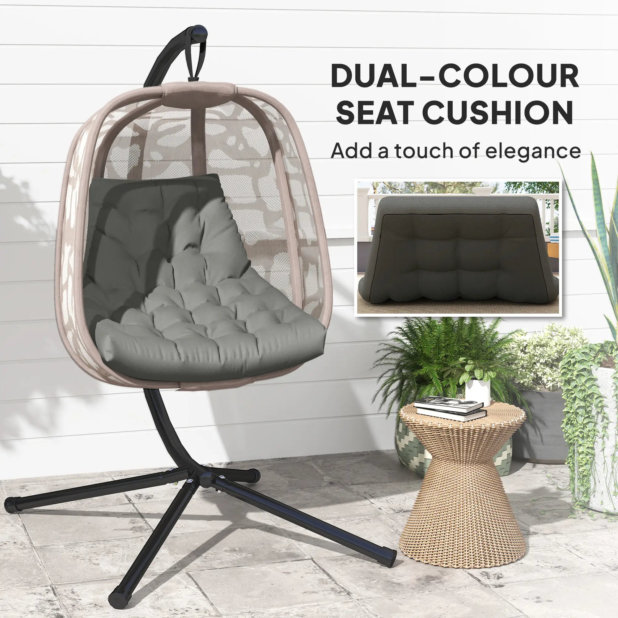 Outdoor Swing Cushion, Tufted Patio Cushion, Grey Patio Chair Cushions at Gallery Canada