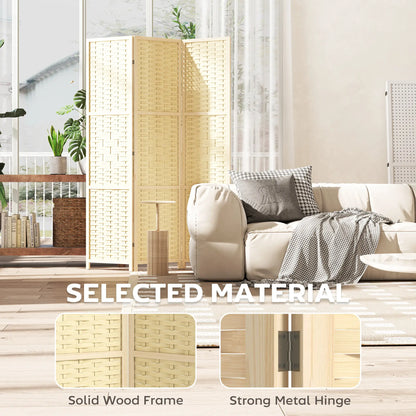 3-Panel Room Divider, 5.6 FT Freestanding Folding Privacy Screen, Natural Wood Room Dividers at Gallery Canada