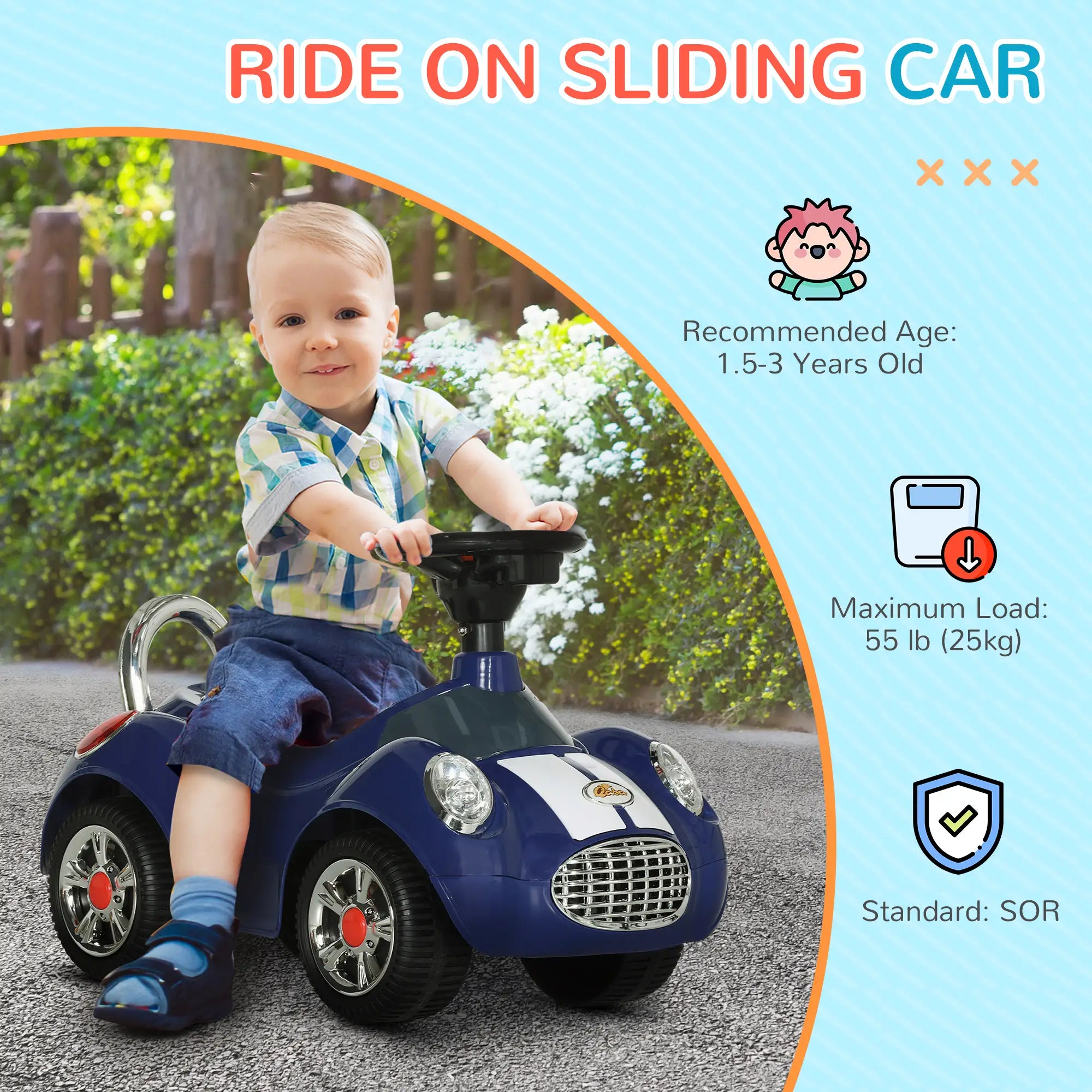 Baby Push Car, Music Horn Light, Dark Blue Push Cars for Toddlers at Gallery Canada