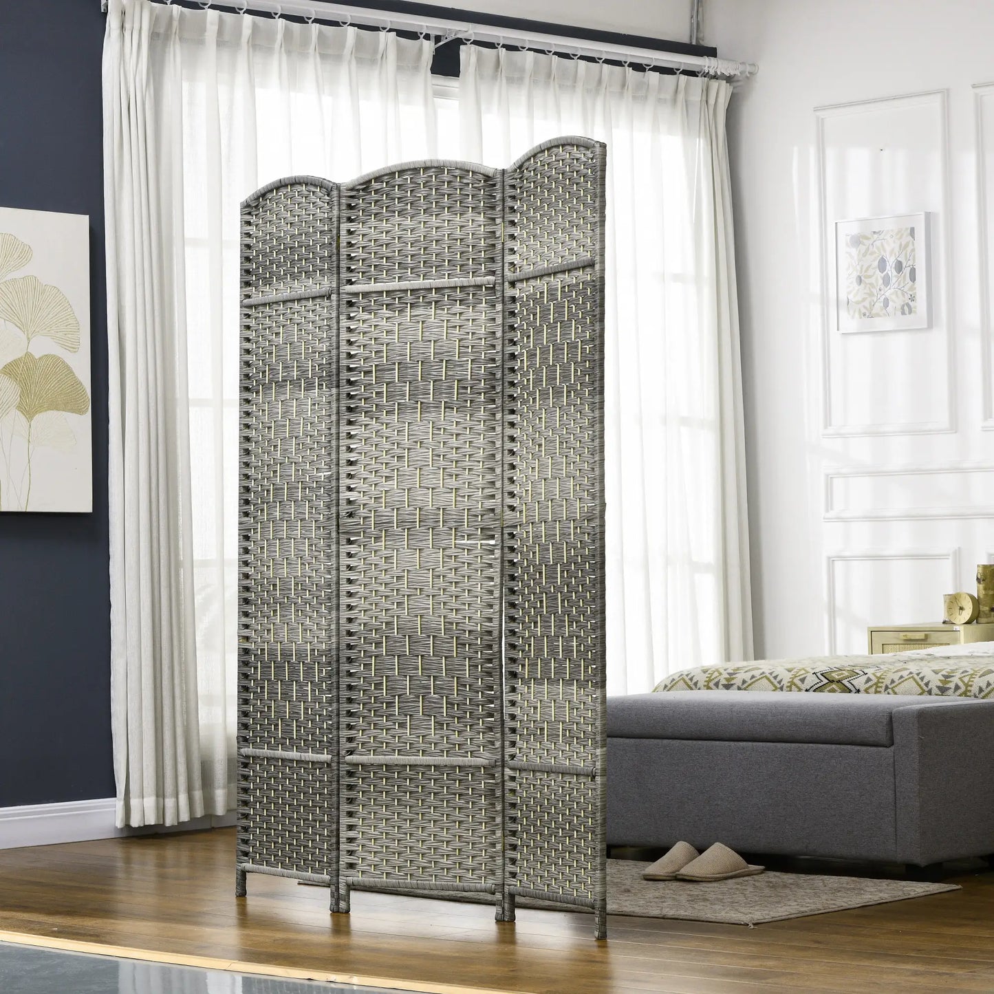 6 Ft Tall Folding Room Divider, 3 Panel Portable Privacy Screen, Mixed Grey Room Dividers at Gallery Canada