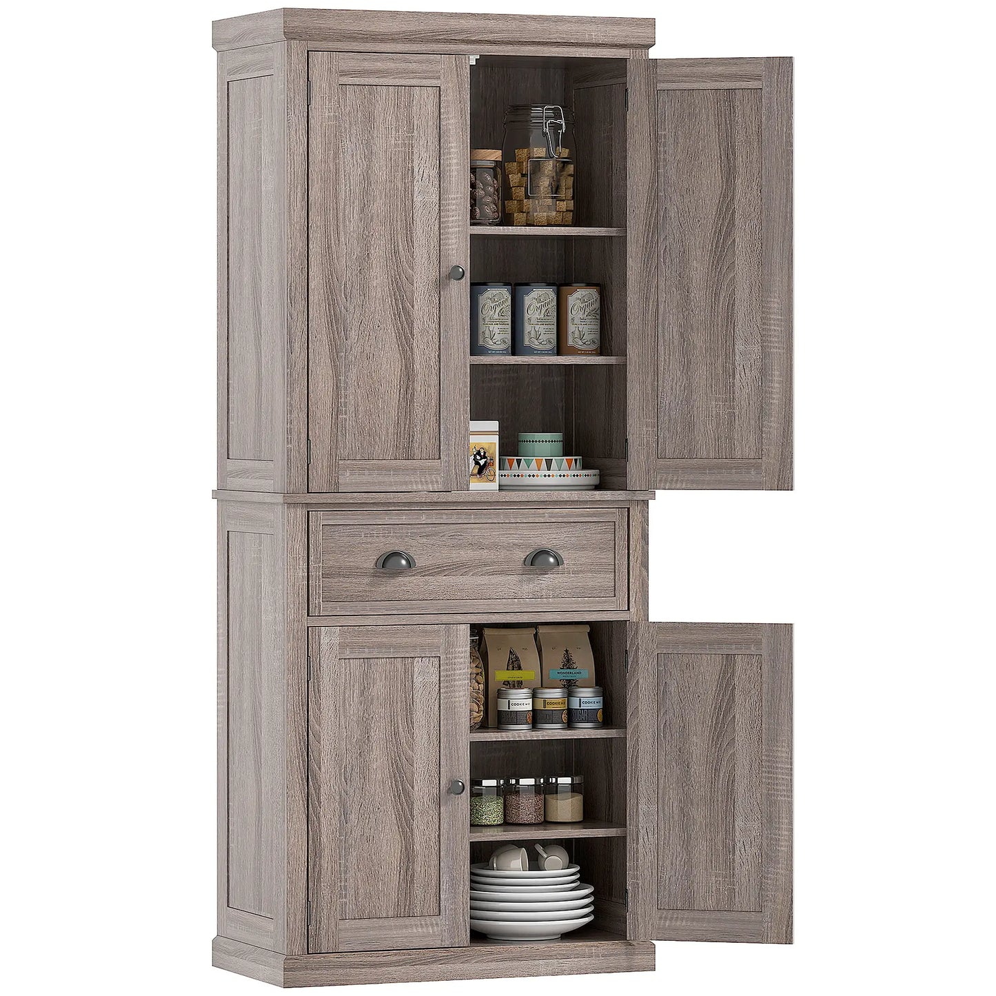 Kitchen Cabinet With 2 Drawers, MDF Board, Wood Grain Kitchen Pantry Cabinets Dark Wood Grain at Gallery Canada