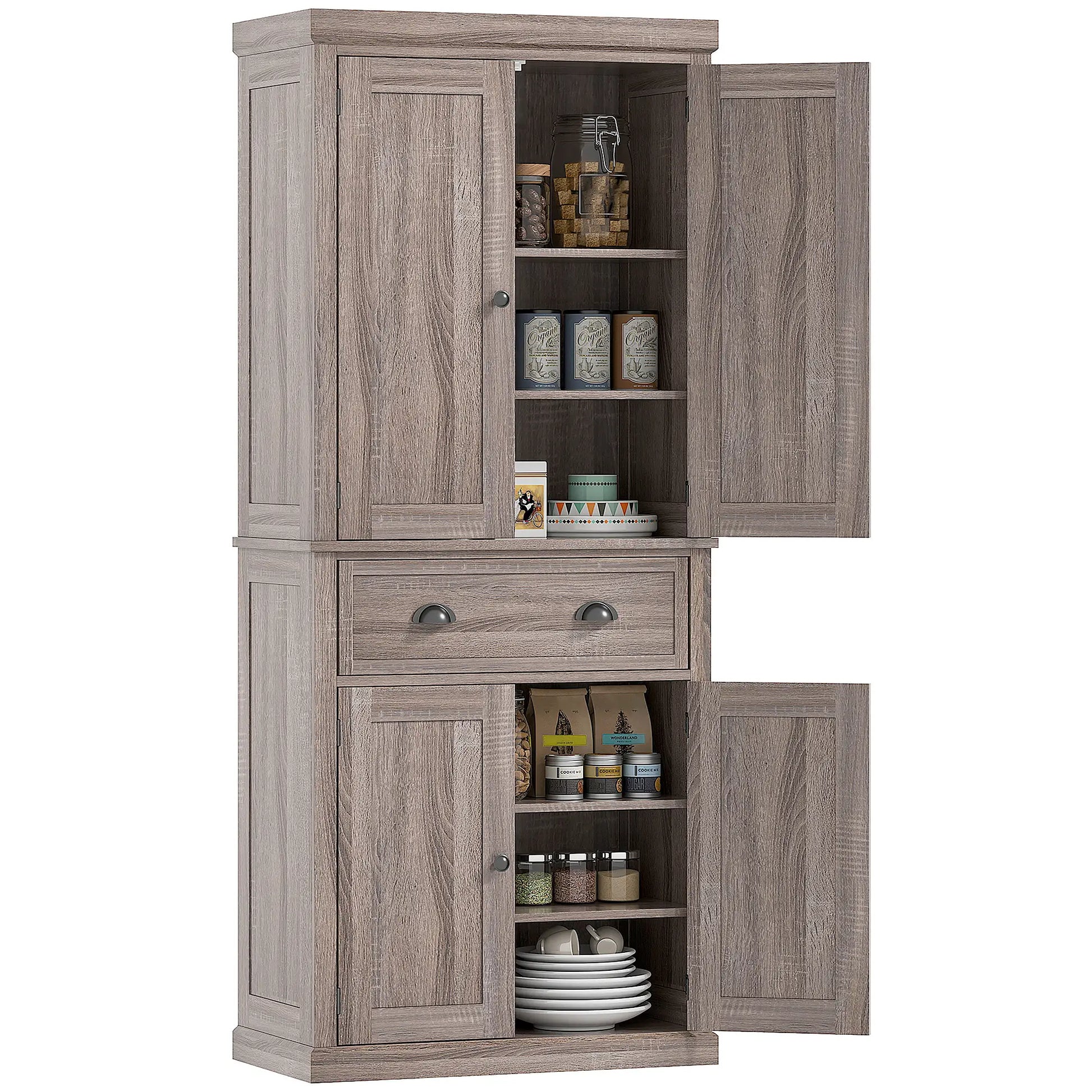 Kitchen Cabinet With 2 Drawers, MDF Board, Wood Grain Kitchen Pantry Cabinets Dark Wood Grain at Gallery Canada