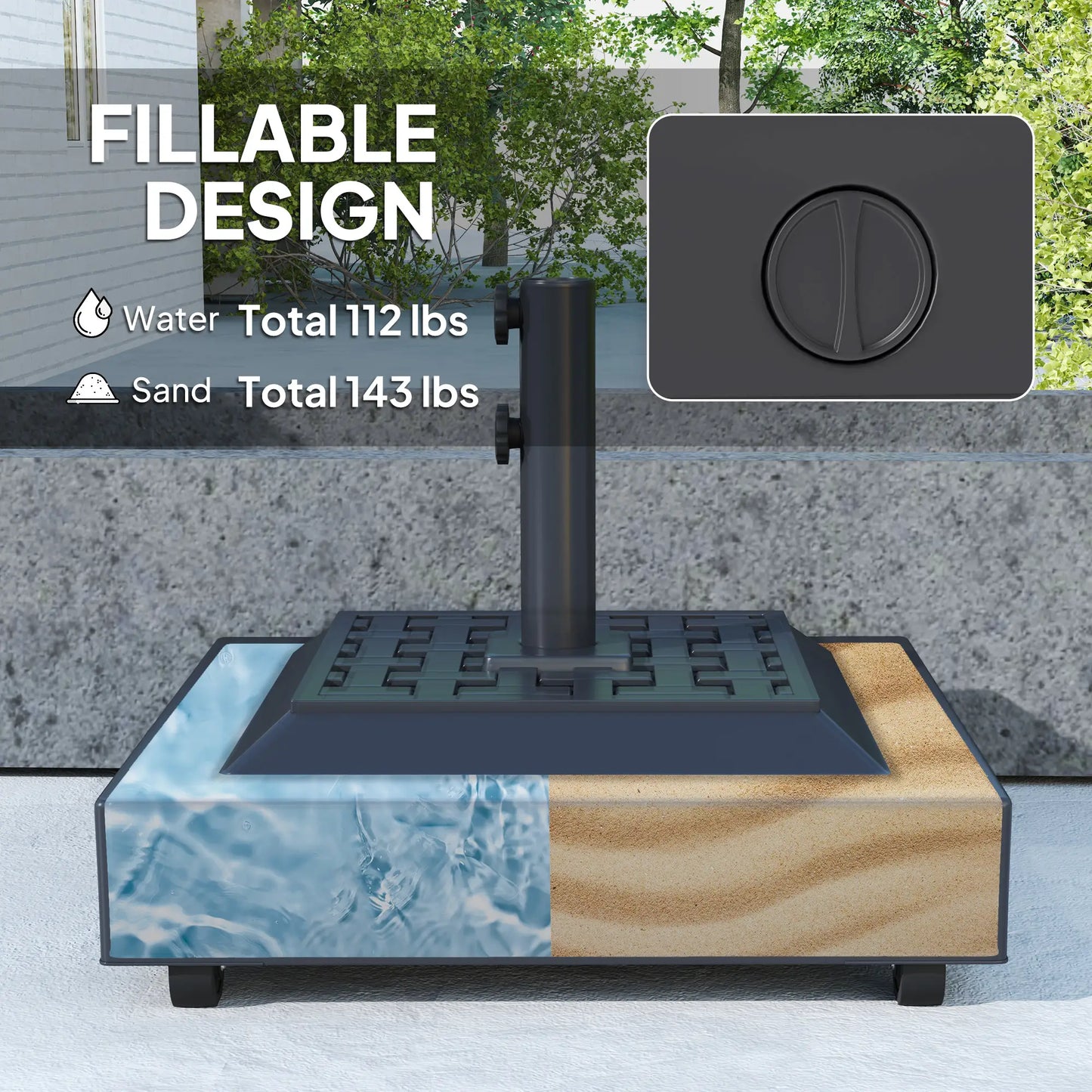 Outdoor Umbrella Base With Wheels, Heavy Duty, Black Umbrella Bases at Gallery Canada