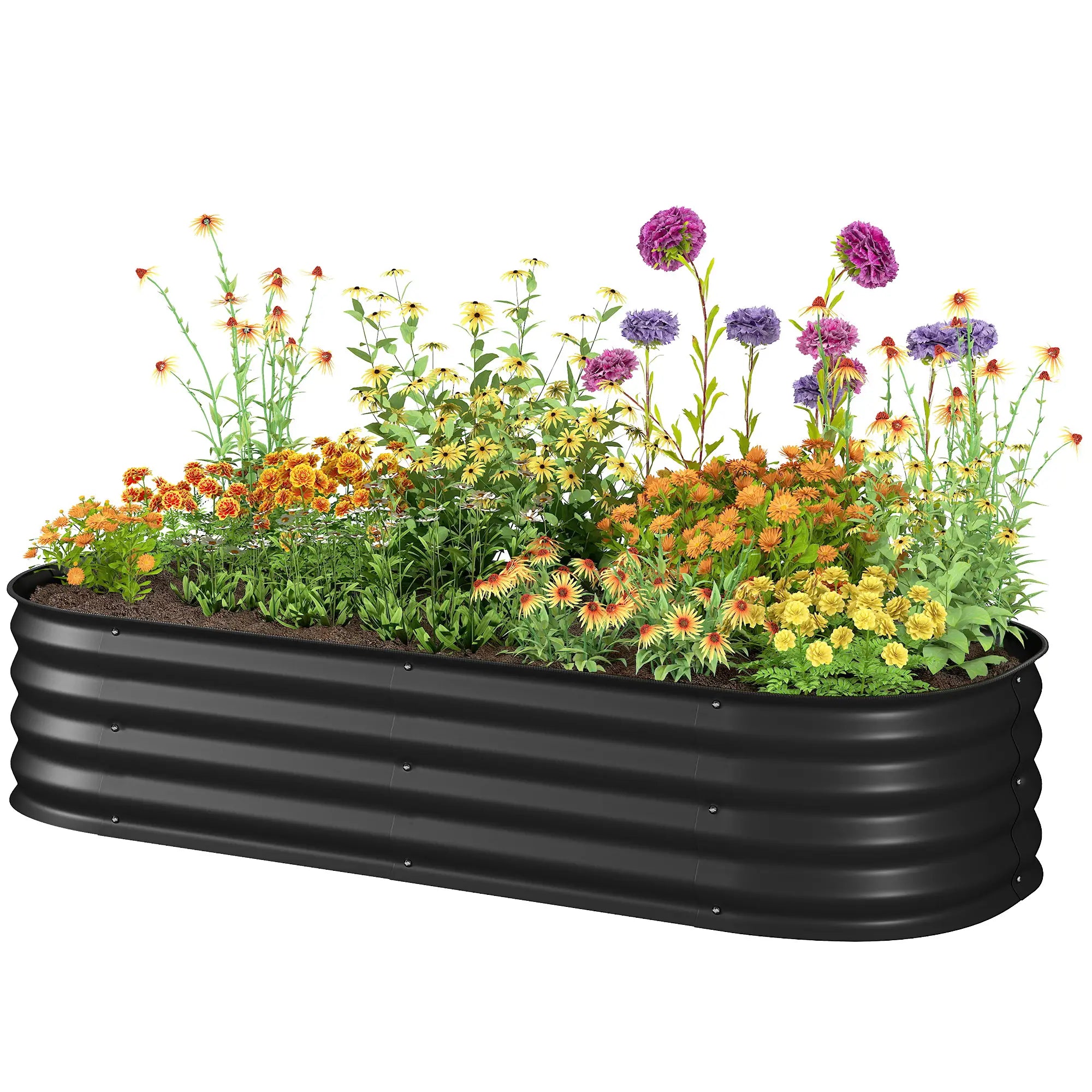 4.9 x 2 x 1ft Galvanized Raised Garden Bed Kit, Metal Planter Box, Black
