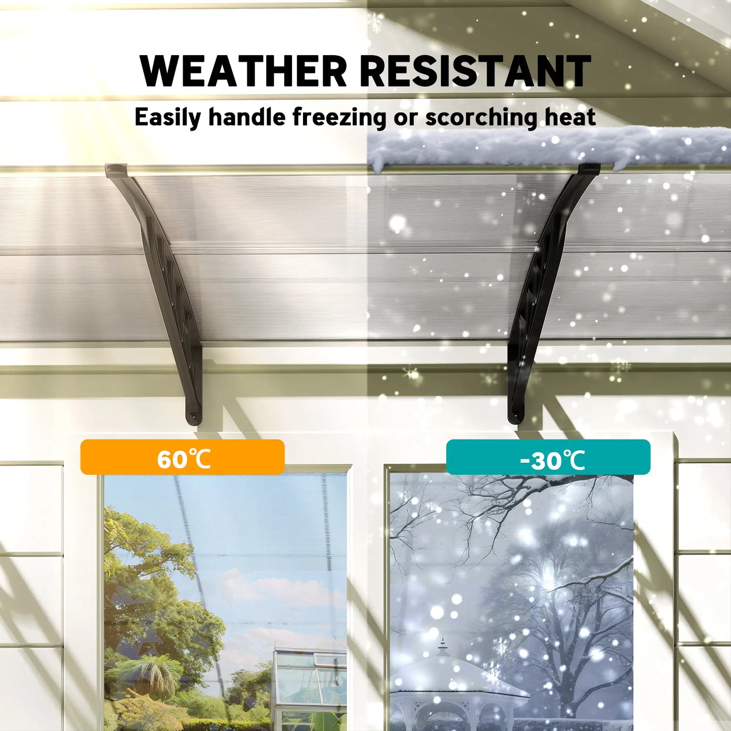 Awning Door Canopy, 119.3" x 37.8", Polycarbonate Patio Cover, Clear Door Awnings at Gallery Canada