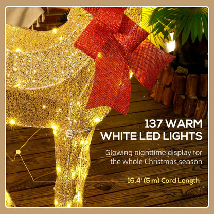 LED Lighted Reindeer Yard Decoration, Indoor Outdoor Lawn, Gold Christmas Deer Lights at Gallery Canada