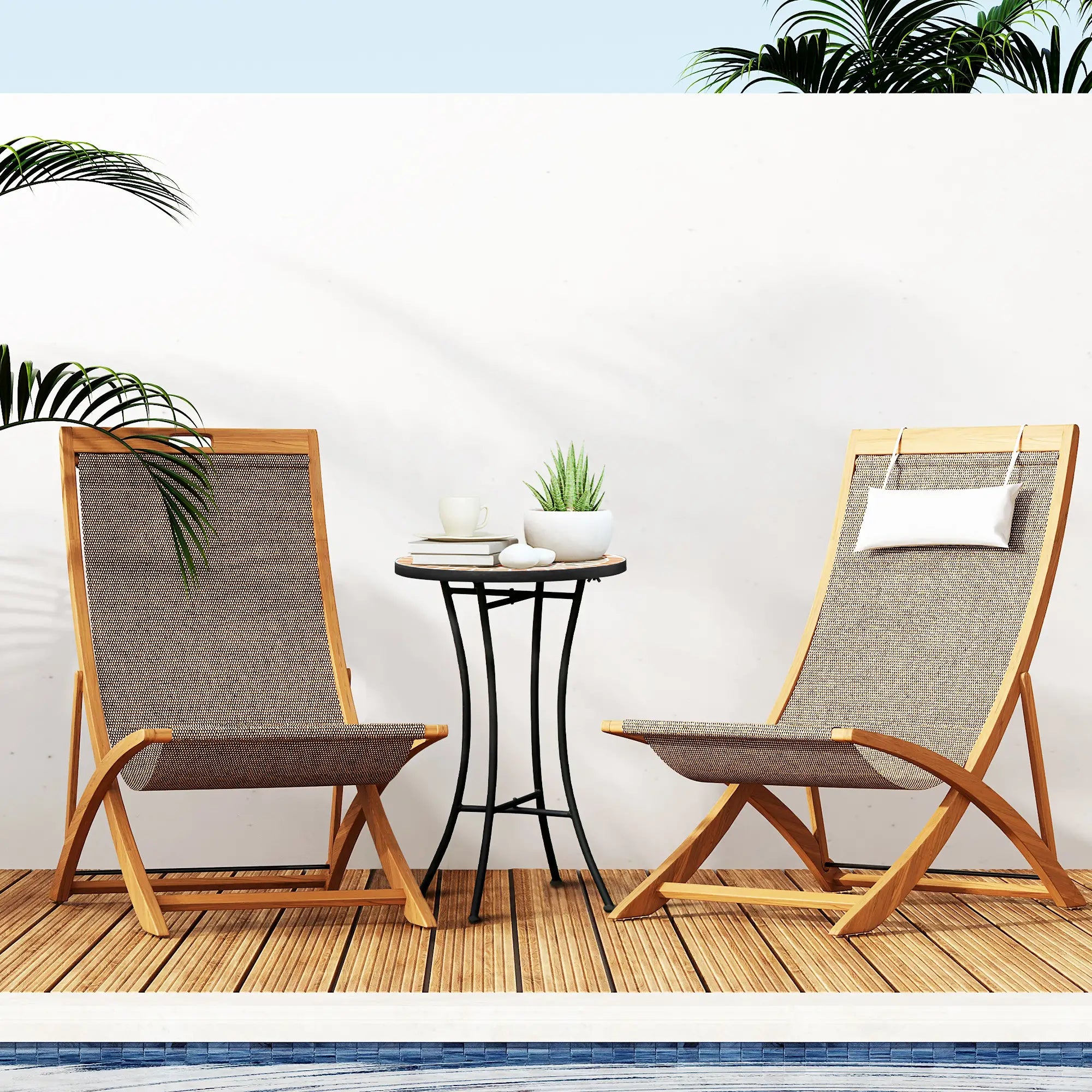 Round Mosaic Patio Table, Metal Frame, Outdoor Garden Furniture, Yellow Grey Patio Side Tables at Gallery Canada