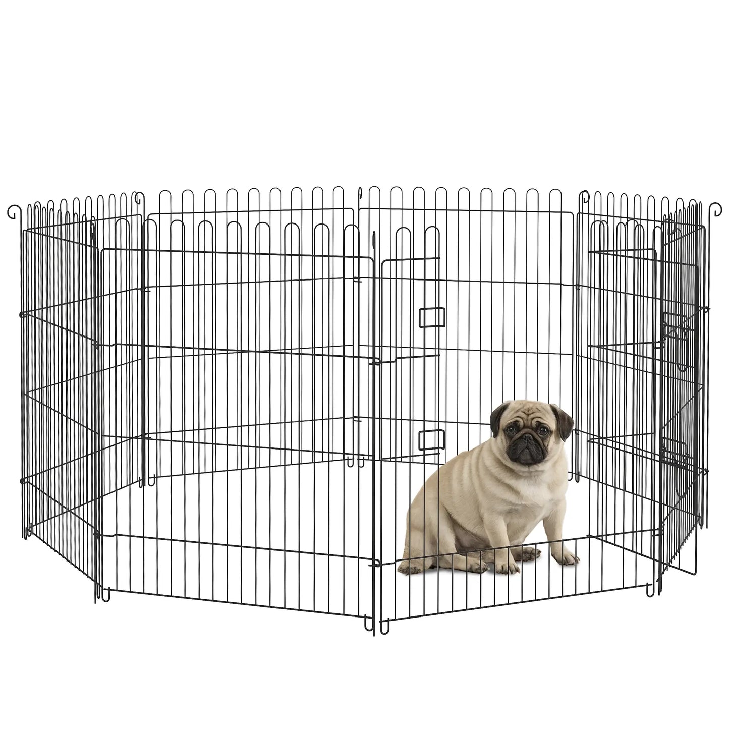 30inch 8-Panel Octagon Pet Playpen, Foldable Dog Cage, Black Houses, Kennels & Pens Black at Gallery Canada