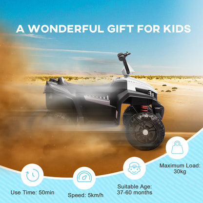 12V Kids ATV, Four Wheels, Spring Suspension, LED Light, MP3, White Electric Ride On Toys at Gallery Canada