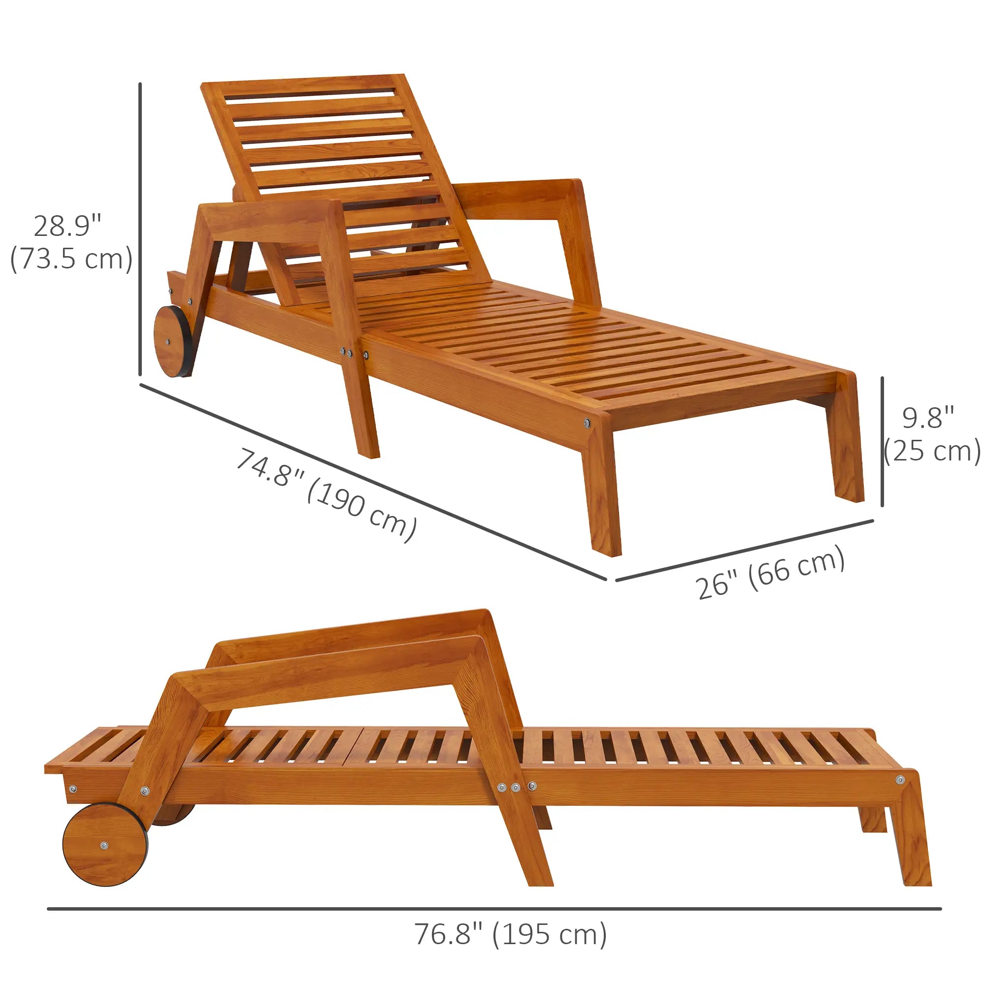 Wood Lounge Chair, 3-Position Adjustable, Orange Lounger Chairs at Gallery Canada