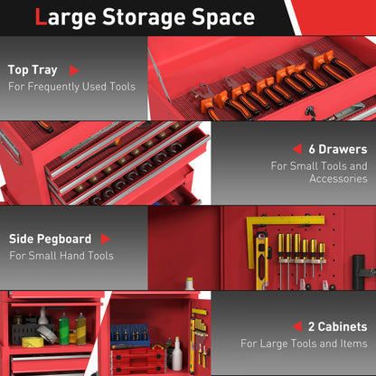 Large Tool Cabinet, 3-in-1 Rolling Chest, Storage Organizer with 6 Drawers, Red Tool Organizers at Gallery Canada