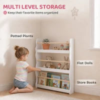 Étagère Murale pour Enfants, Bibliothèque Flottante 3 Niveaux pour 3-8 Ans, Blanc