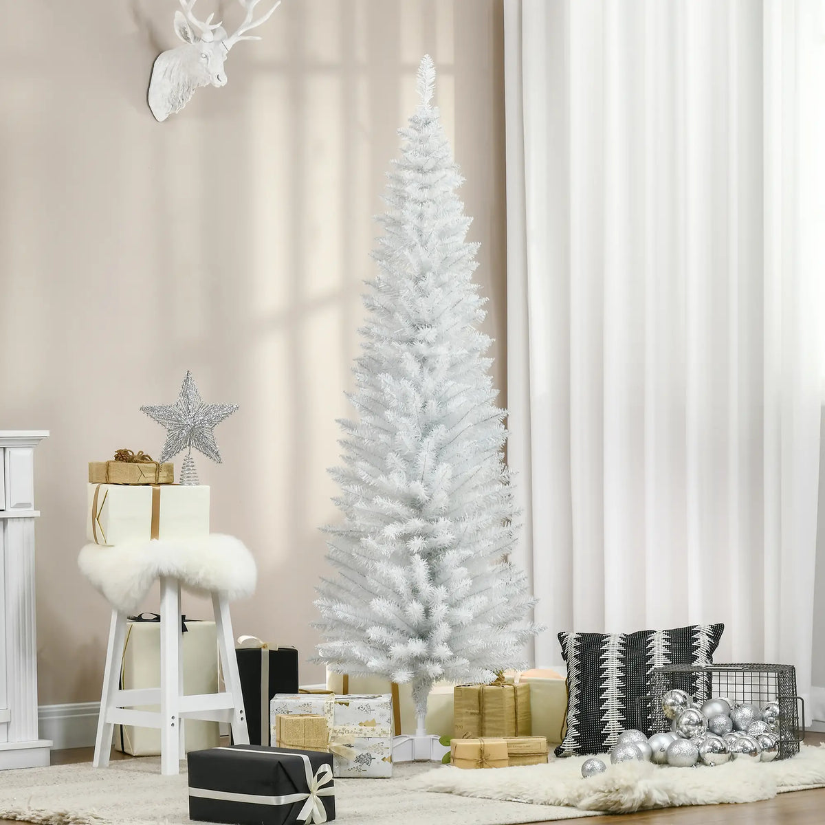 6 FT Christmas Tree, Classic Holiday Indoor Decoration, White White Christmas Trees at Gallery Canada