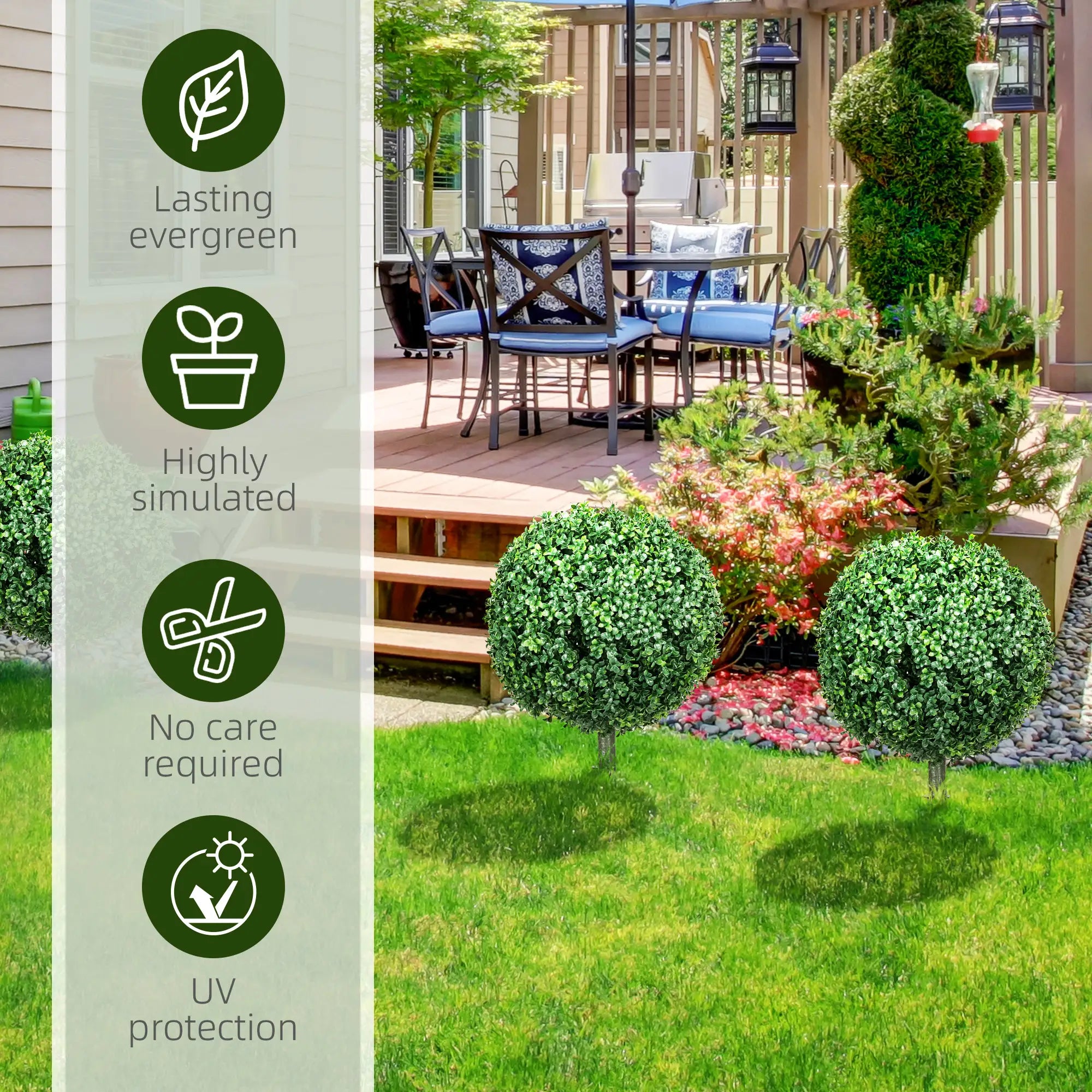 Artificial Boxwood Trees, Set of 2 Ball Topiary, UV Resistant Artificial Trees at Gallery Canada