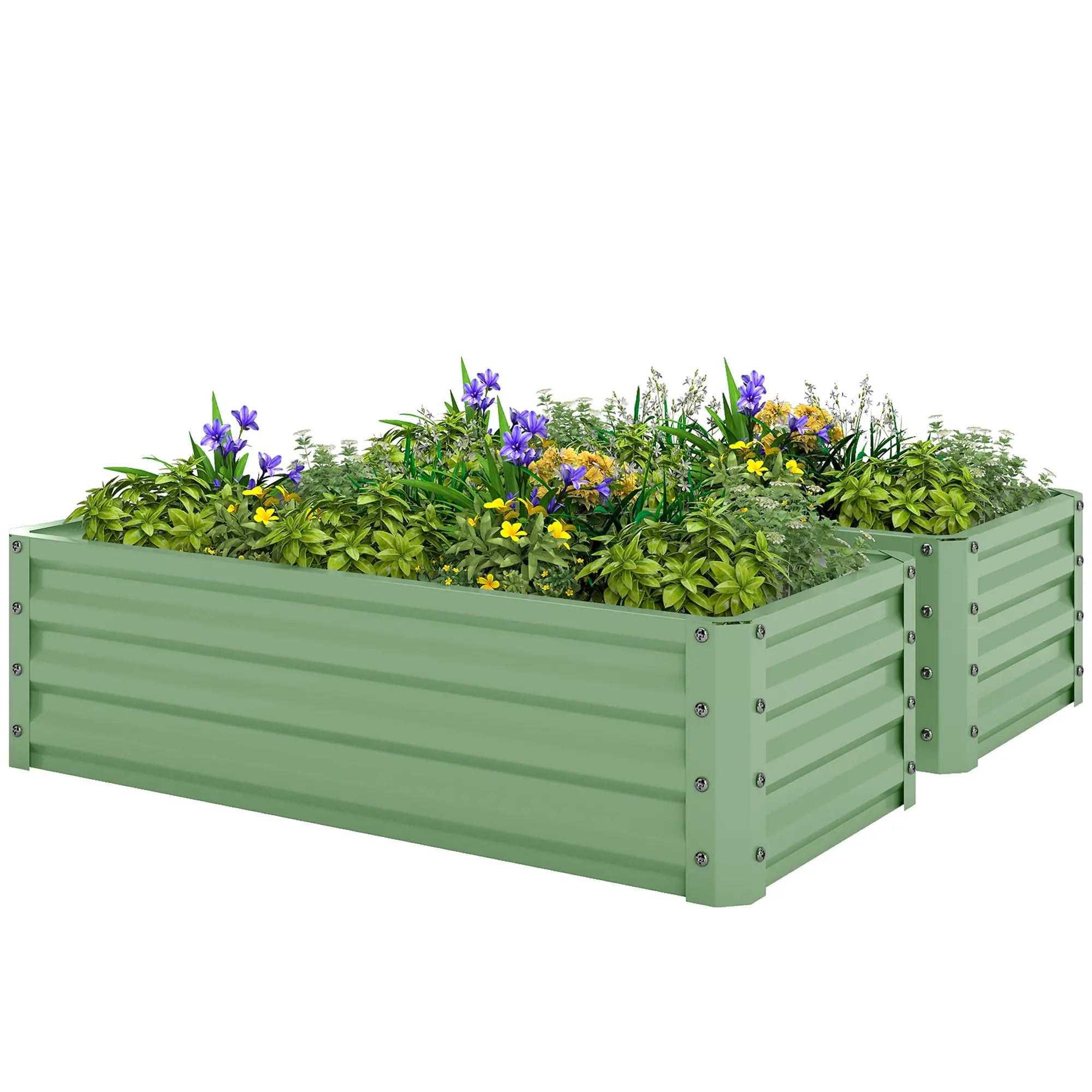 Galvanized Raised Garden Beds, Outdoor Planter Box Set, Light Green Galvanized Planter Boxes Light Green at Gallery Canada