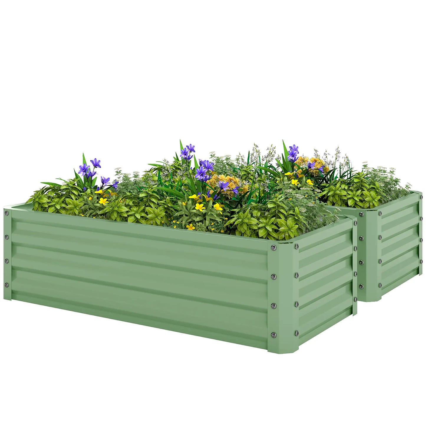 Galvanized Raised Garden Beds, Outdoor Planter Box Set, Light Green Galvanized Planter Boxes Light Green at Gallery Canada