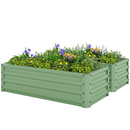 Galvanized Raised Garden Beds, Outdoor Planter Box Set, Light Green Galvanized Planter Boxes Light Green at Gallery Canada