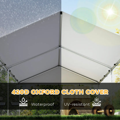 Outdoor Dog Run With Adjustable Bowls, Waterproof Cover, 13.1' x 7.5' x 5.2' Houses, Kennels & Pens at Gallery Canada