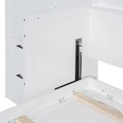 Murphy Bed with Closet, Drawers, Shelves, 114" L x 17" W x 87" H, White Bed Frames at Gallery Canada