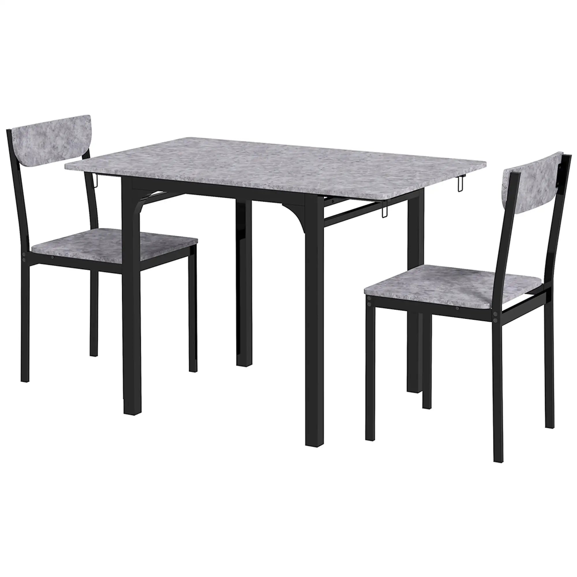 Foldable Dining Table Set for 2, Drop-Leaf Kitchen Table with 2 Chairs Bar Sets Light Grey, Black at Gallery Canada