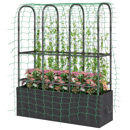 Raised Garden Bed With Trellis, Tomato Cage, 52.8 Gal Grow Bag Raised Garden Beds Black at Gallery Canada