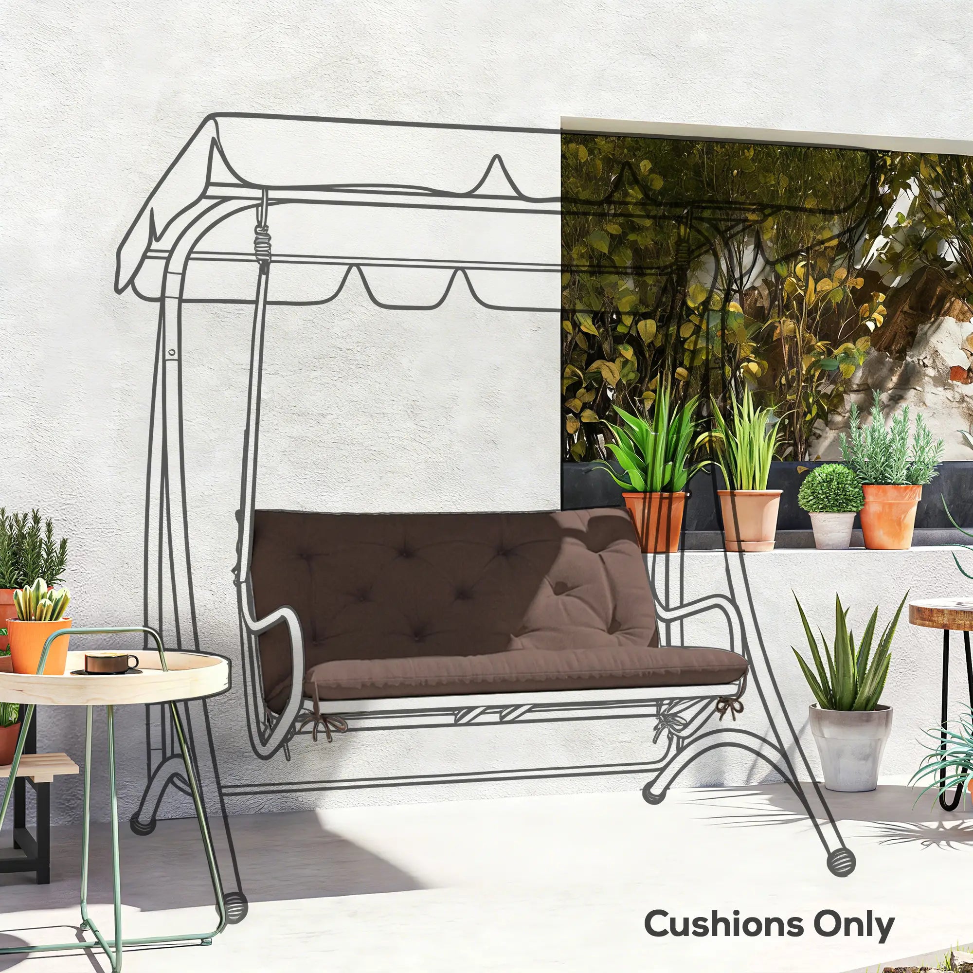 Garden Bench Cushion With Backrest, Non-Slip 2 Seater, Coffee Patio Chair Cushions at Gallery Canada