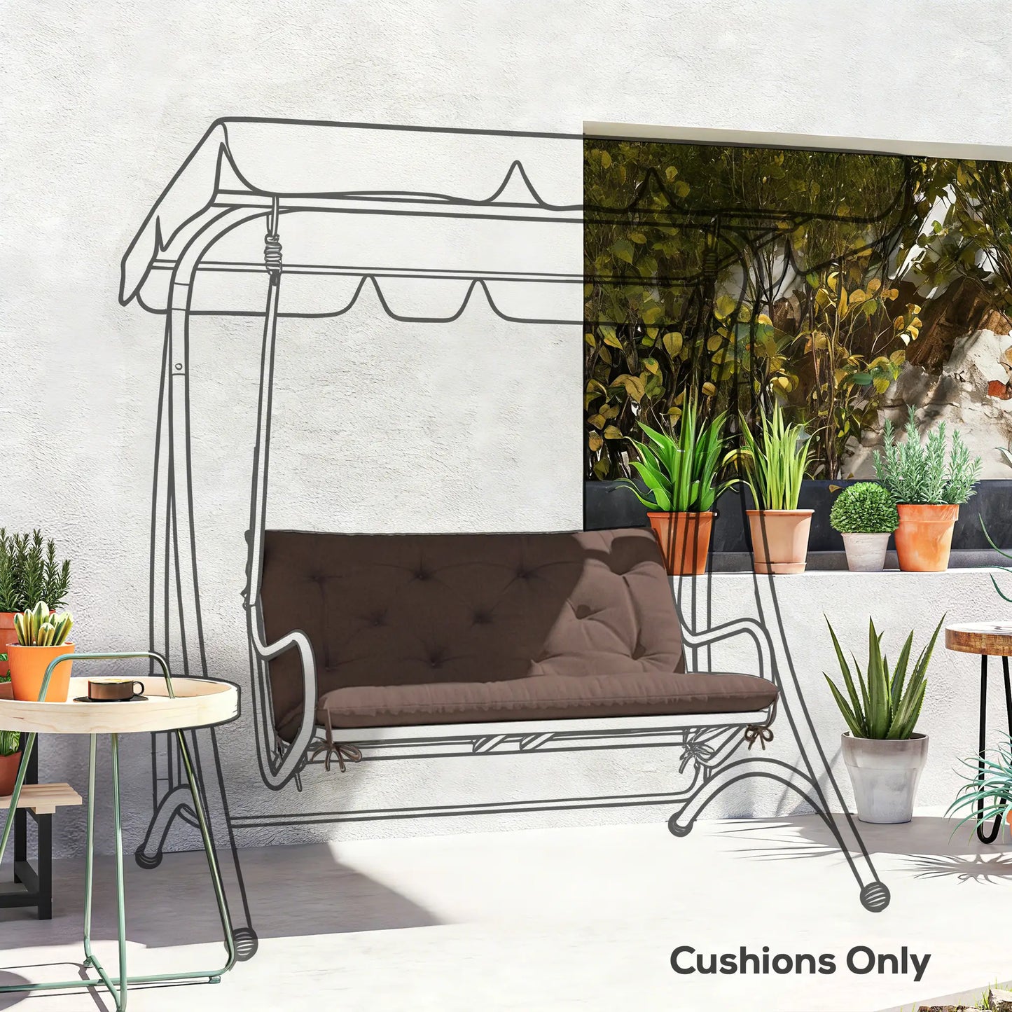 Garden Bench Cushion With Backrest, Non-Slip 2 Seater, Coffee Patio Chair Cushions at Gallery Canada