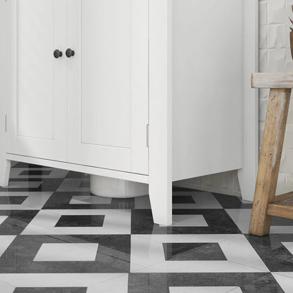 Bathroom Sink Vanity Unit, U-Shape Design, Adjustable Shelf, White Bathroom Cabinets at Gallery Canada