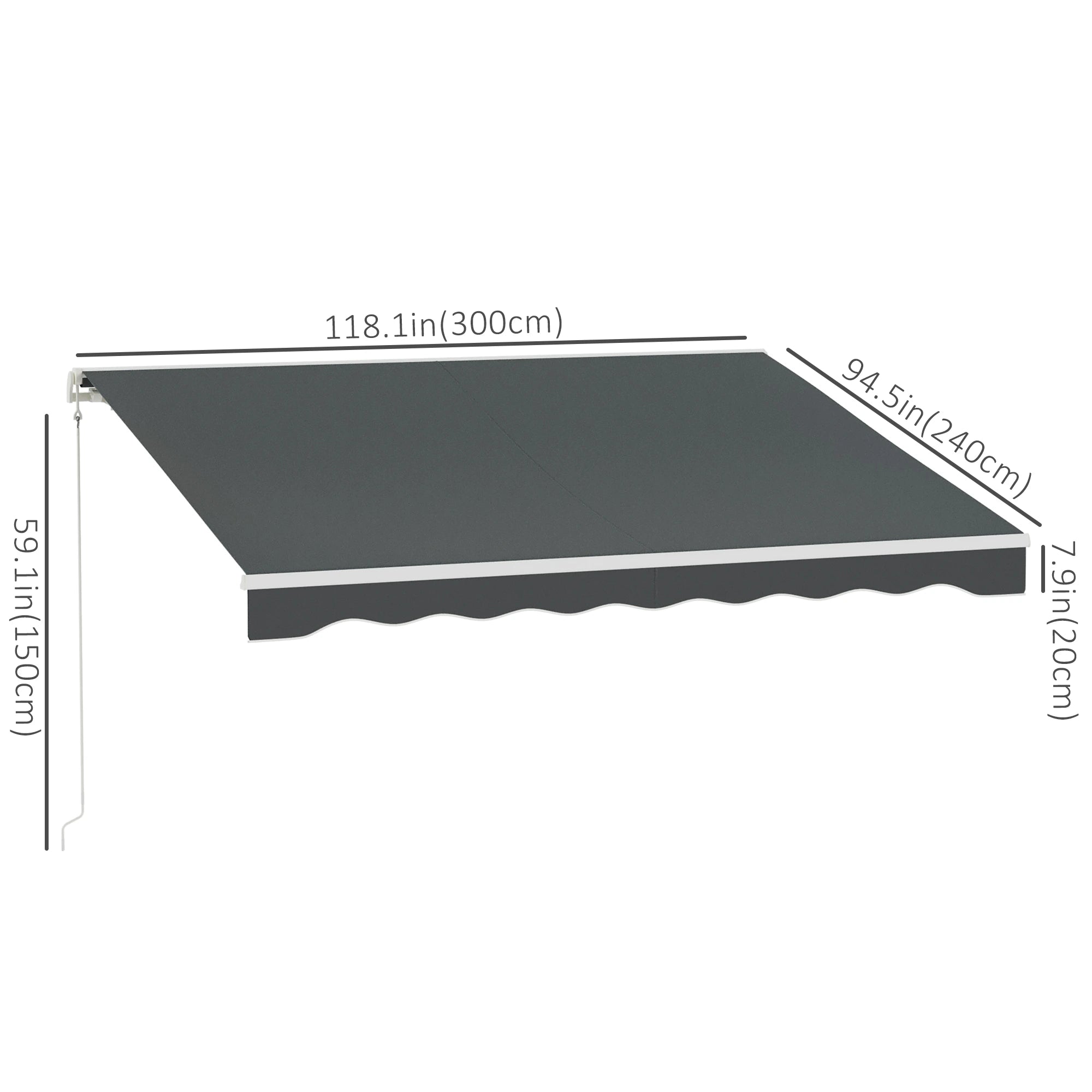 10' x 8' Retractable Electric Awning, Manual Crank, Aluminum Frame, Grey Deck Awnings at Gallery Canada