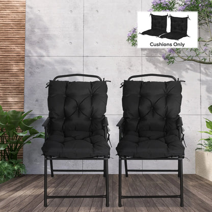 Patio Chair Cushions Set of 2, 39" x 20" x 3", Outdoor Tufted, Black Patio Chair Cushions at Gallery Canada
