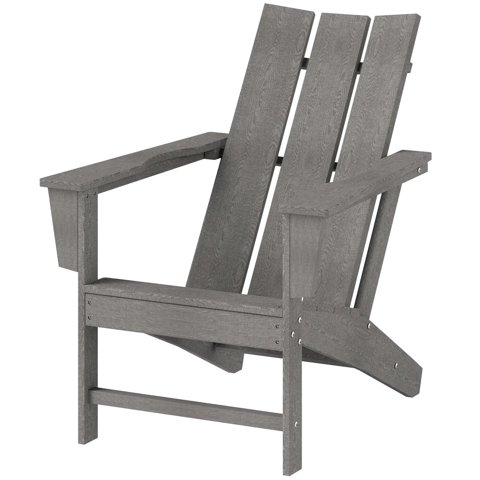 HDPE Plastic Adirondack Chair, High Back, Wide Armrests, Dark Grey Patio Chairs Dark Grey at Gallery Canada
