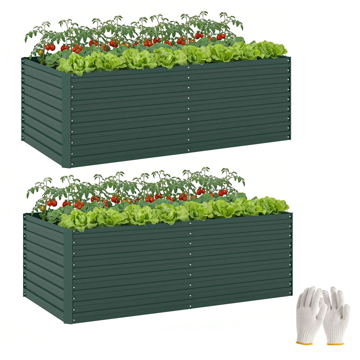 Set Of 2 Galvanised Raised Garden Bed, 6 x 3 x 2 ft, Green Galvanized Planter Boxes at Gallery Canada