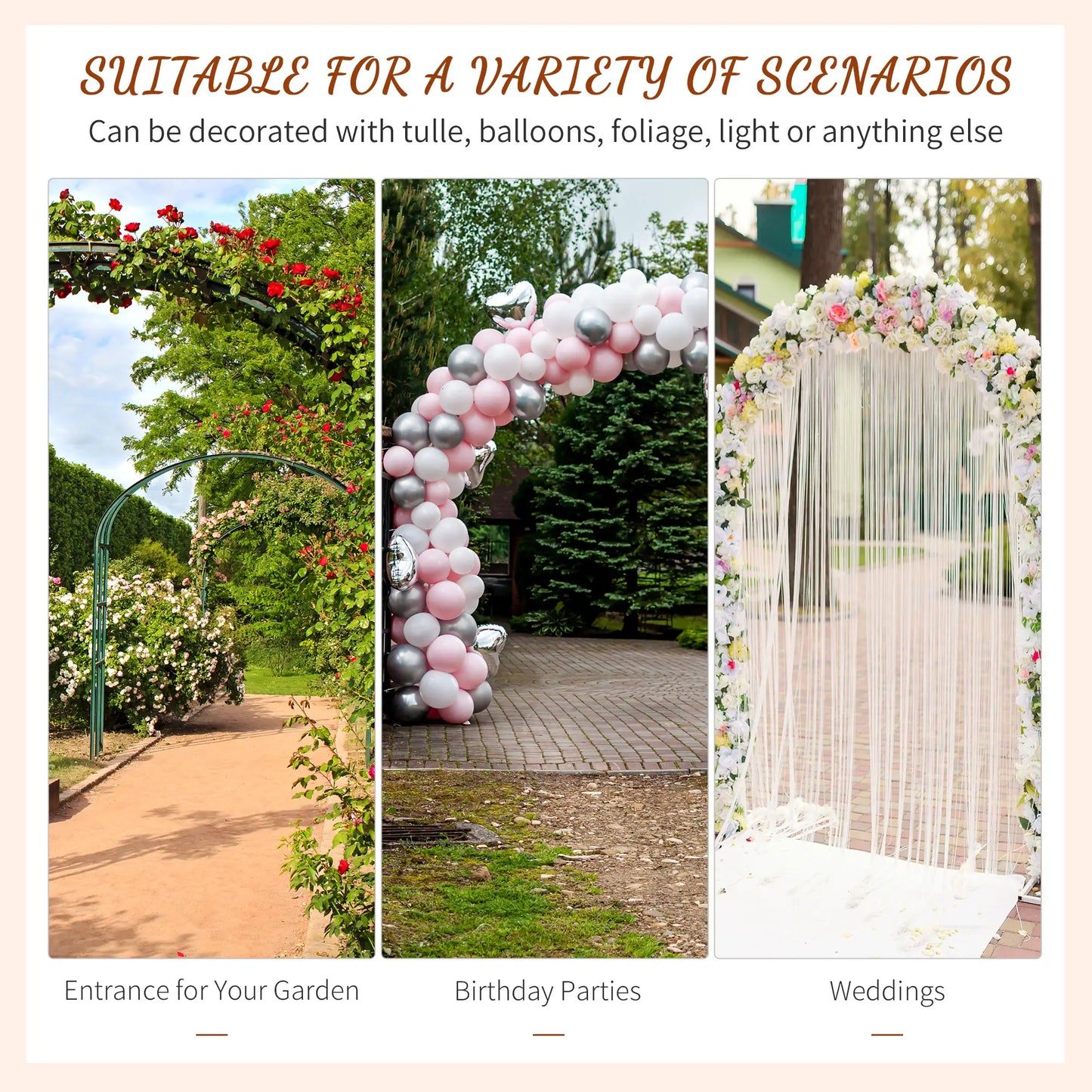 7ft Metal Garden Arch, Outdoor Walkway Arbor, Climbing Plants, Dark Gray Garden Arches at Gallery Canada