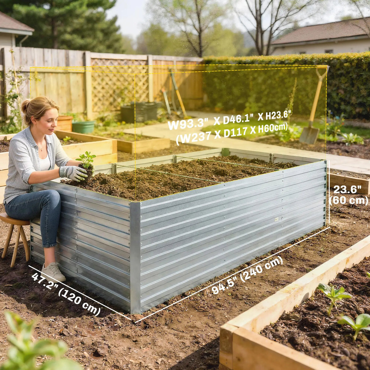 8' x 4' x 2' Raised Garden Bed, Galvanized Planter Box, Silver Galvanized Planter Boxes at Gallery Canada